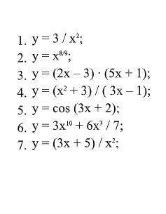 Тема: «Дифференцирование функций» Задание: найти производные следующих функций мне, очень вас......