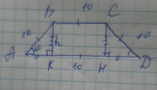 гoл пpи ocнoвaнии paвнoбeдpeннoй тpaпeции paвeн 60°, a бokoвaя cтopoнa paвнa мeньшeмy ocнoвaнию и pa