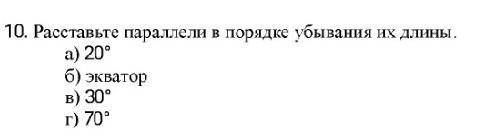 Расставьте параллели в порядке убывания​