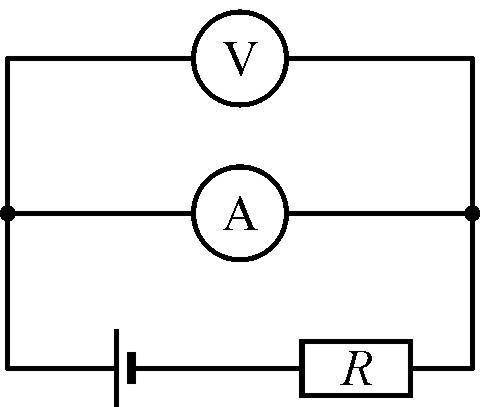 В цепи, схема которой изображена на рисунке, вольтметр показывает напряжение U = 0,2 В, а амперметр