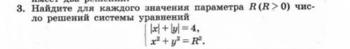 Найдите для каждого значения параметра R(R>0) число решений системы уравнений​