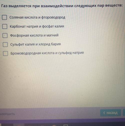 Газ взаимодействует при взаимодействии следующих пар веществ: ( на фото)