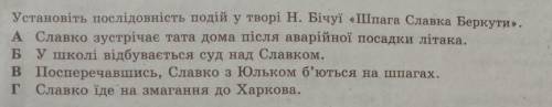 Установить послідовність подій у творі. ​