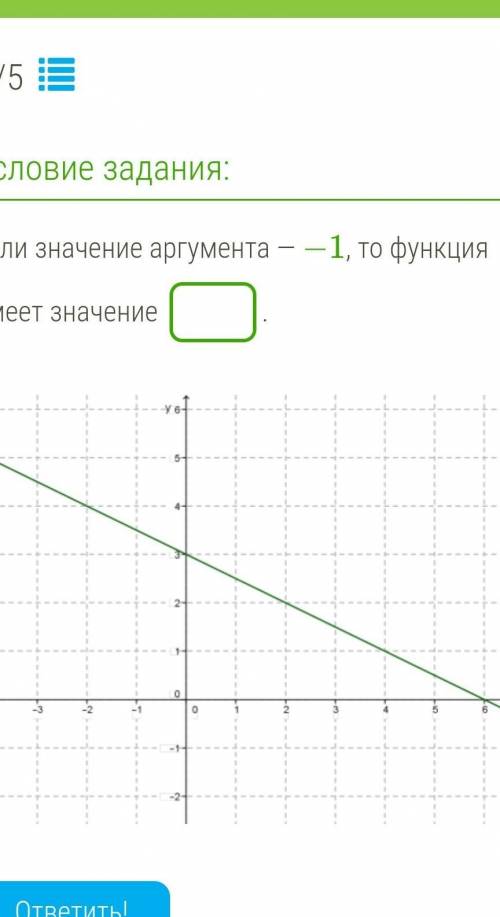 Если значение аргумента — −1, то функция имеет значение​