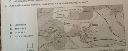 Хто здійснював походи позгачені на картосхемах стрілкамиА-монголиБ-тевтонціВ-половціГ-турки-османиБ