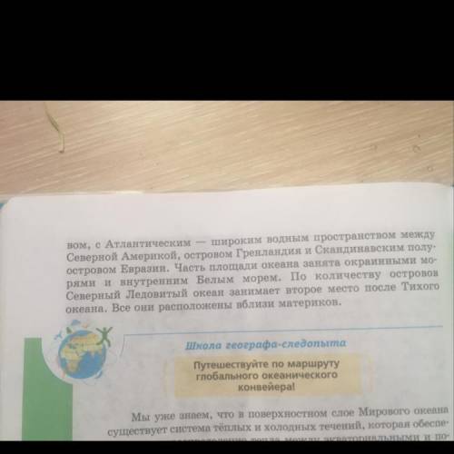 Условие : описать так же Тихий океан Задание : Северный Ледовитый океан занимает 4% площади и 1% о