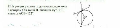 На рисунку на рисунку пряма а дотикається до кола з центром О в точці В знайдіть кут РВЕ якщо кут А