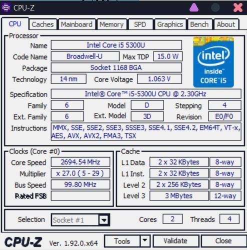 Программа CPU-z и описать 6 харакеристок процессора 1. Тактова частота 2. Частота системної шини