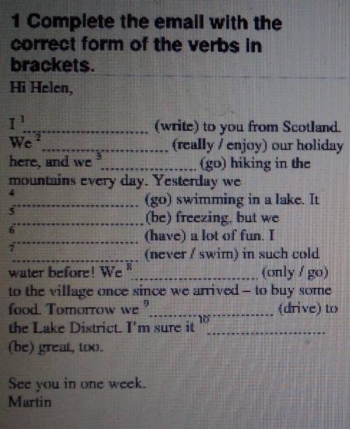 1 Complete the email with the correct form of the verbs in brackets. Буду очень благодарна за пом