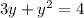 3y + {y}^{2} = 4