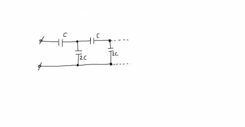 определите емкость бесконечной последовательности конденсаторов соединенных так, как показано на ри
