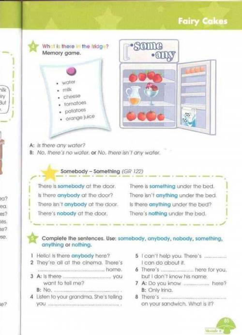 5. Complete the sentences.Use: somebody, anybody,nobody, something, anything, nothing.