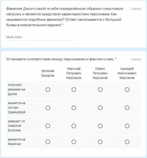 Дифференцированный зачет по дисциплине Литература