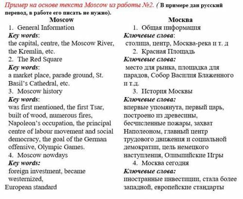 Задача - составить план на английском языке и выписать ключевые слова (все выполняется на английско