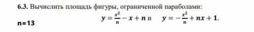 Вычислить площадь фигуры, ограниченной параболами.