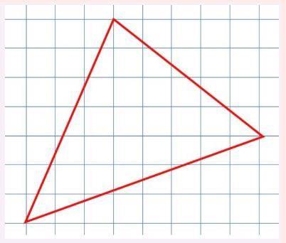 Знайти площу земельної ділянки позначеної трикутником. Одна клітинка має сторону довжиною 4 м.