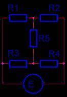 Нужна формула общего сопротивления Е=100 В. Величины резисторов: R1=50 Ом, R2=200 Ом, R3=200 Ом,