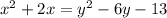 x^{2}+2x = y^{2} - 6y - 13