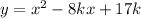 y=x^2-8kx+17k