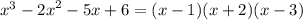 {x}^{3} - {2x}^{2} - 5x + 6 =(x - 1)(x + 2)(x - 3)