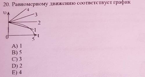 20. Равномерному движению соответствует графикА) 1В) 5C) 3D) 2E) 4​