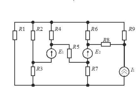 Расчет методом узловых потенциалов составить только уравнения.I=0.2 A, E1=12 В, E2=6 В, R1=75 Oм, R2