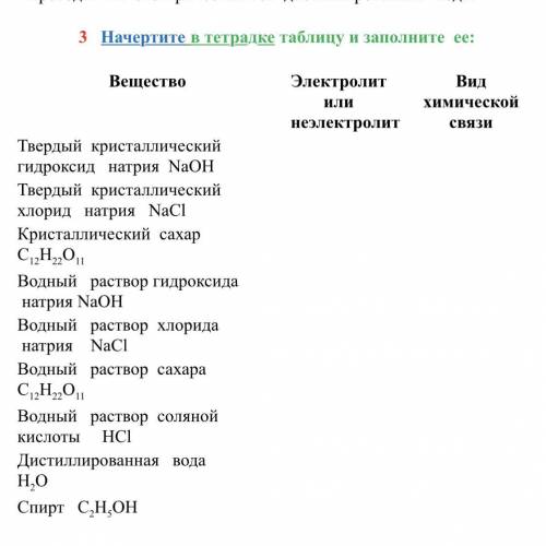 Начерти в тетради таблицу и заполни ее