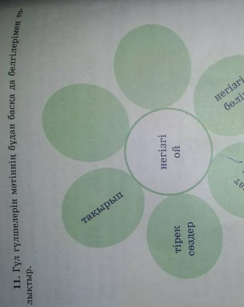 Б 11. Гүл гүлшелерін мәтіннің бұдан басқа да белгілерімен то-лықтыр.тақырыпнегізгіойтірексөздеразатж