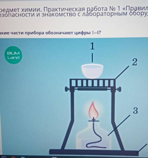 Какие части прибора обозначают цифры 1-4​