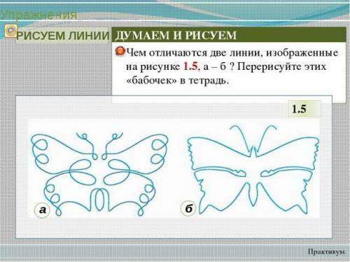 мне Дам 8 . Чем отличаются две линии изображенные на рисунке 1.5, а-б ?