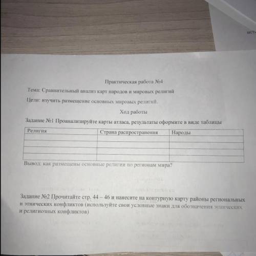 Практическая работа No4 Тема: Сравнительный анализ карт народов и мировых религий Цели: изучить разм