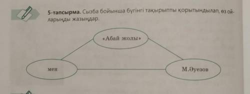 5 тапсырма Сызба бойынша бүгінгі тақырыпты қорытындылал, өз ойларыңды жазыңдар ​