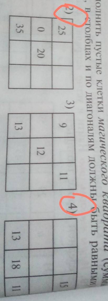 заполни пустые клетки магического квадрата суммы чисел в строках столбцах его диагоналям должны быть