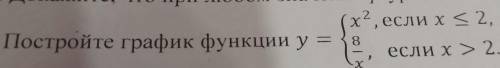 Постройте график функции y=x², если x≤2,8/x, если x>2​