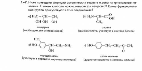 Ниже приведены формулы органических веществ и даны их тривиальные названия. К каким классам можно от