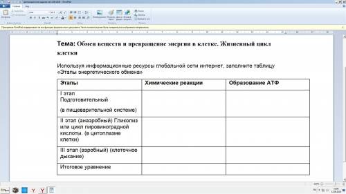 Тема: Обмен веществ и превращение энергии в клетке. Жизненный цикл клетки.Используя информационные р