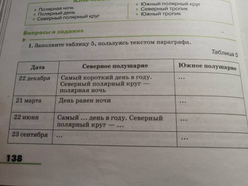 ЗАПОЛНИТЕ ТАБЛИЦУ 6 КЛАСС ГЕОГРАФИЯ