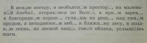 (выделить окончания, над прилагательными надписать падеж, над существительными - падеж и склонение,