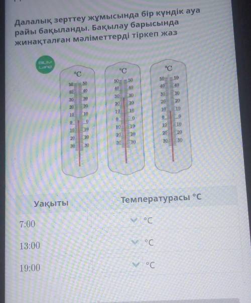 Далалық зерттеу жұмысында бір күндік ауа райы бақыланды. Бақылау барысындажинақталған мәліметтерді т