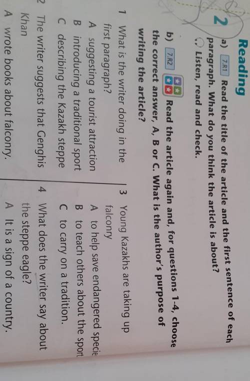 N of7.R12 a)netity7.R2A to help save endangered speciesB to teach others about the sportReadingofeac