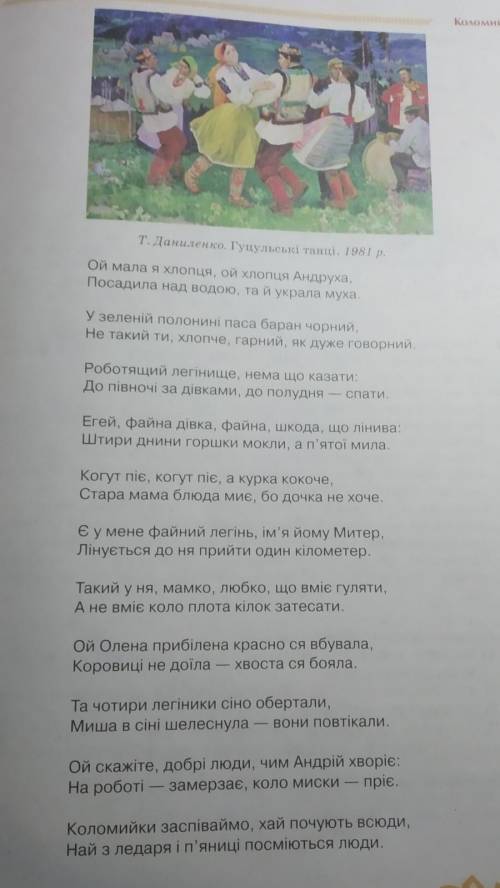 ВОТ ВОПРОС:Вишишіть з коломийок діалектизми (6-7 прикладів) і доберіть до ни літературні відповідник