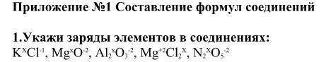 Укажи заряды элементов в соединениях: