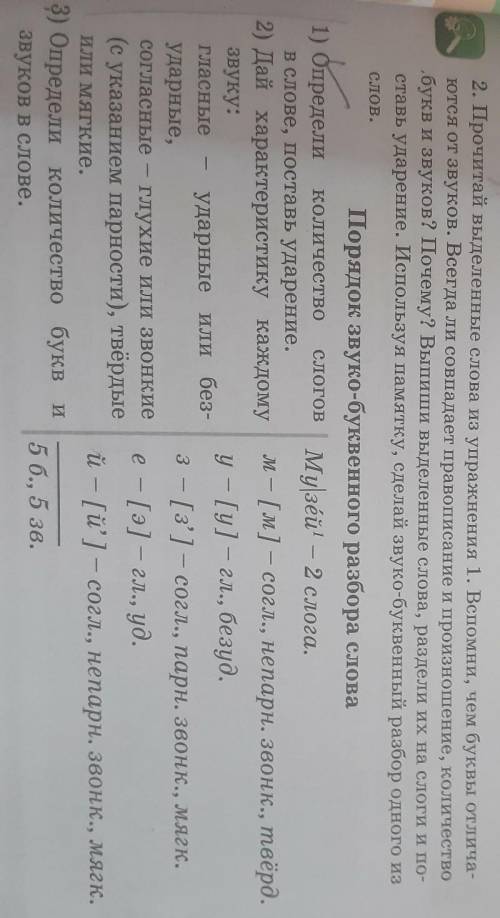 Порядок звуко-буквенного разбора слова 1) Определи количество слоговМузей - 2 слога.в слове, поставь