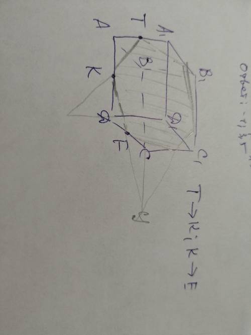 A,B,C,D,A1,B1,C1,D1-паралеллепипед.Точки T, K, F-середина рёбер AA1, AD и CD соответственно. Построй