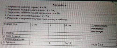 1. Определяю диаметр гороха d = Иn, 2. Определяю толщину листа книги d = Im,3. Определяю диаметр тон