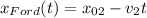 \displaystyle x_{Ford}(t)=x_{02}-v_2t