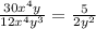 \frac{30x^4y}{12x^4y^3} =\frac{5}{2y^2}