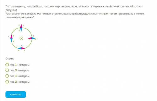 По проводнику, который расположен перпендикулярно плоскости чертежа, течёт электрический ток (см. ри