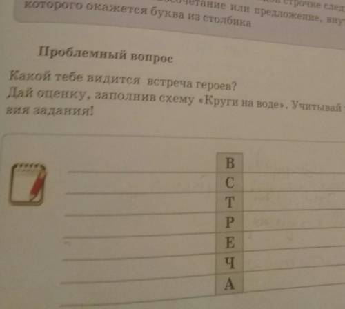 проблемный вопрос какой тебе видится встреча героев дай оценку заполнив схему круги на воде слова вс