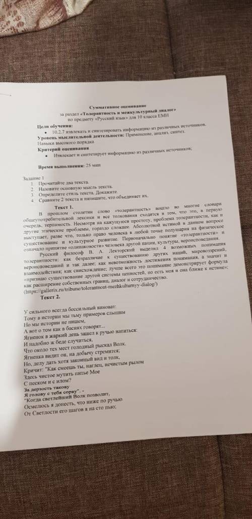 СОР По русскому, в последнем задании надо написать Как в моём понятии толерантность